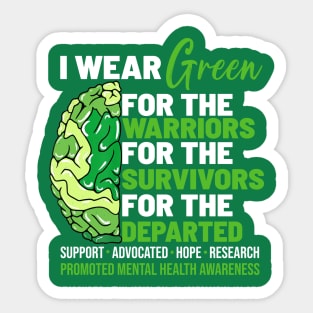 Mental Health Awareness Matters Support I Wear Green Warrior Sticker